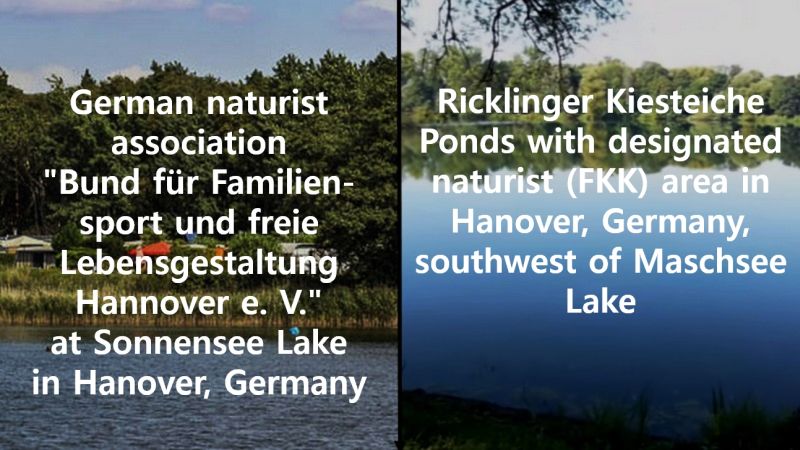 Naturist association at Sonnensee Lake or open naturist (FKK) area at Ricklinger Kiesteiche