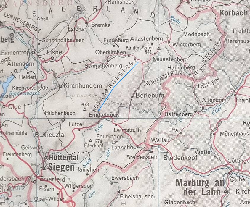 Das Rothaargebirge zieht sich vom Raum Siegen nach Nordosten bis zum Kahlen Asten
