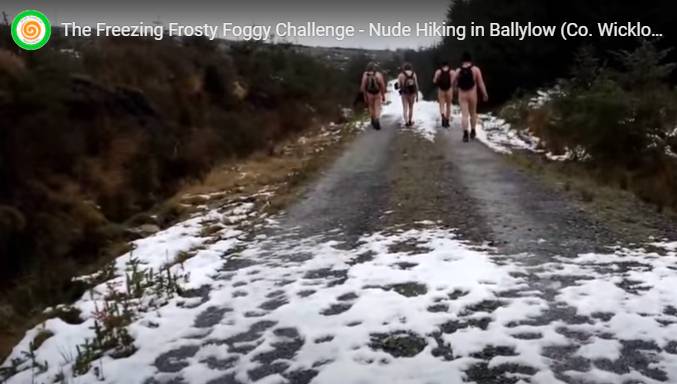 One-hour nude hike in January 2016 at 0°C