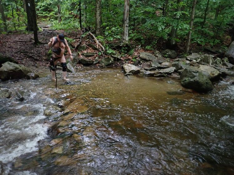 Naked Hiking Day in Vermont: Leider konnte ich den Moment nicht festhalten, als Richards Stock brach.