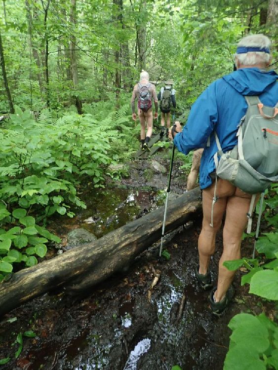 Naked Hiking Day in Vermont: Dan D zwischen den Fußspuren.