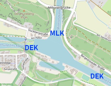 Einmündung MLK in DEK (Open Street Map)
