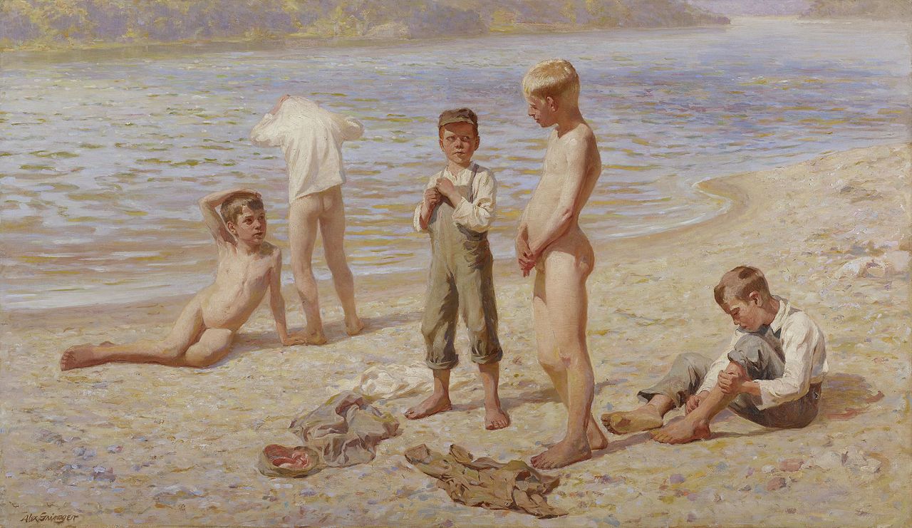 Badende Jungen, 1894. Public Domain. Öl auf Leinwand. Alexander Grinager, *1865 †1949. Minneapolis Institute of Art