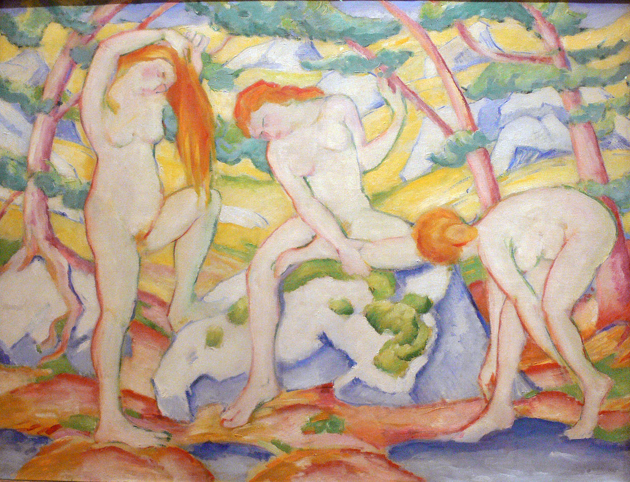 Badende Mädchen, 1910. Public Domain. Gemälde. Franz Marc, *1880 †1916. Norton Simon Museum