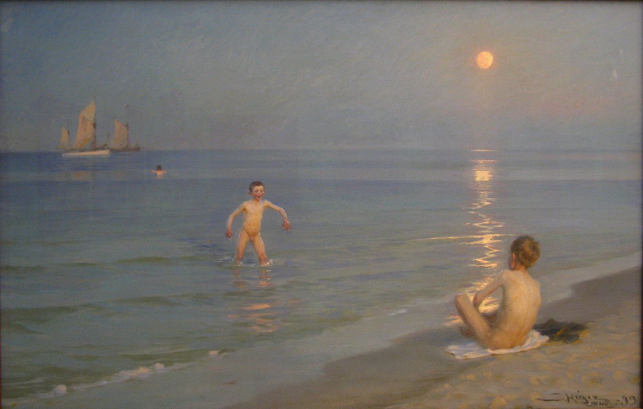 Badende Jungen in Skagen am Sommerabend, 1899. Öl auf Leinwand. Peder Severin Krøyer, *1851 †1909. Statens Kunstmuseum Kopenhagen