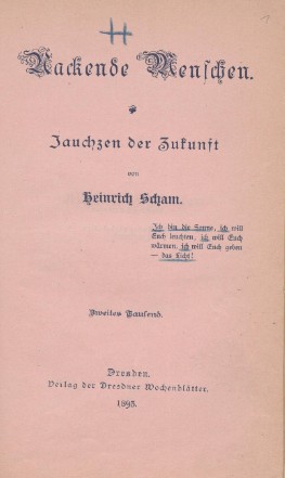 Heinrich Pudor: Nackende Menschen (Titelseite) - Autor Heinrich Scham (Pseudonym)