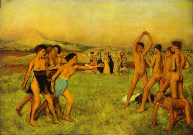 Jugend in Sparta beim Training, Ölgemälde, ca. 1860