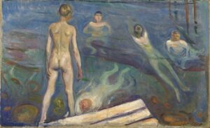 Badende Jungen, 1894. Public Domain. Öl auf Leinwand. Edvard Munch, *1863 †1944. National-Museum für Kunst, Architektur und Design, Oslo